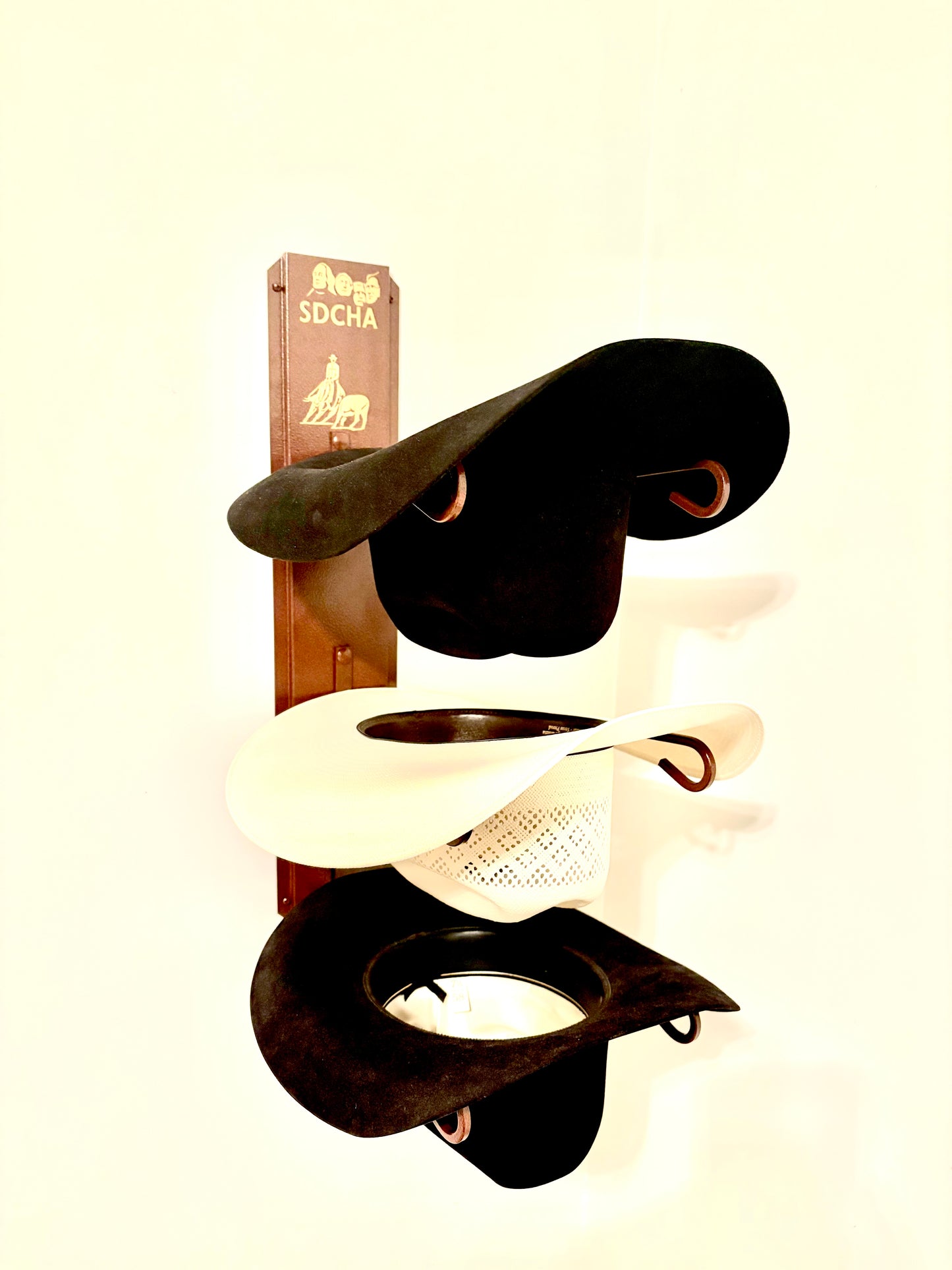 American Made Hat Holder 663 Classic Rust with SDCHA logo on top in gold