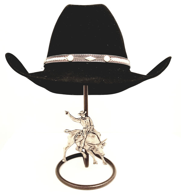 American Made Cowboy Hat Stand with Bull Rider Rust