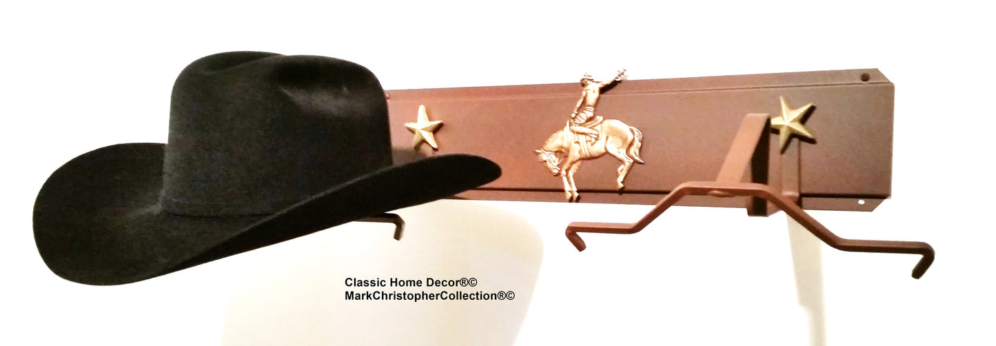 American Made Cowboy Hat Holder Double with Stars 6622 Bronc