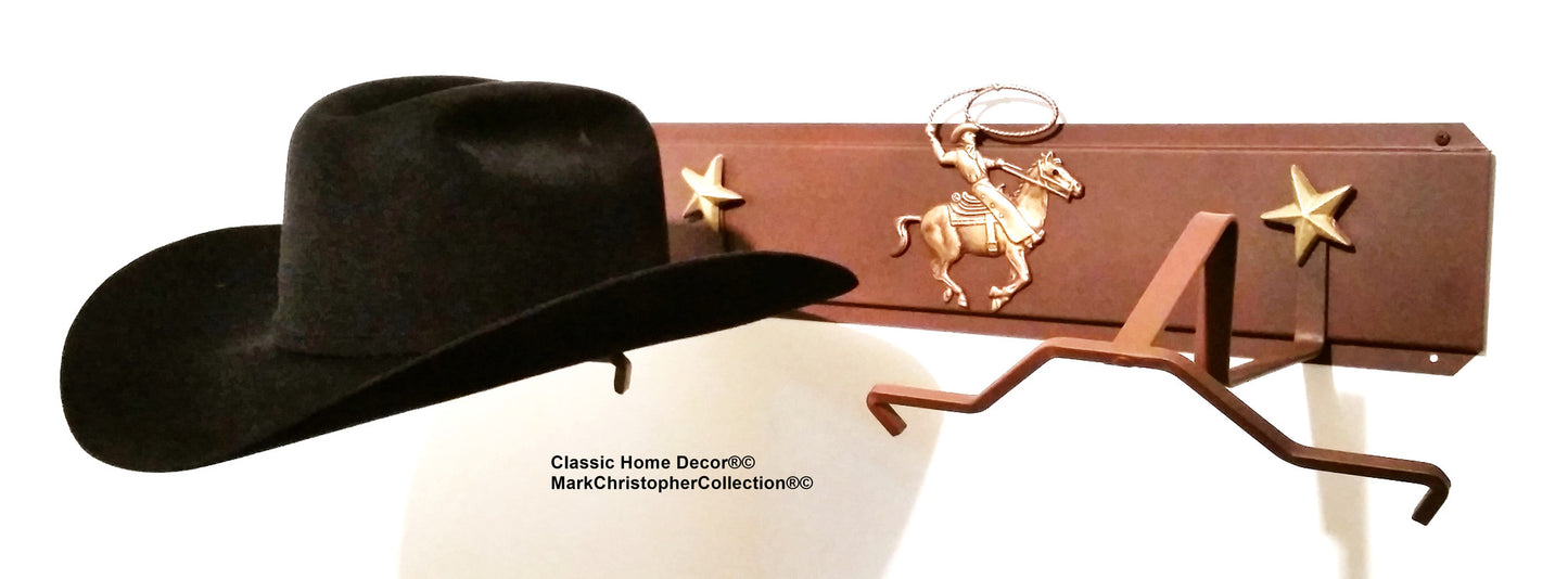 American Made Cowboy Hat Holder Double with Stars 6622 Roper