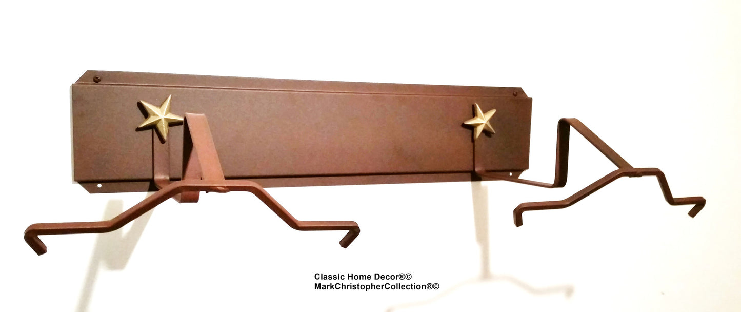 American Made Cowboy Hat Holder Double with Stars 6622 RUST