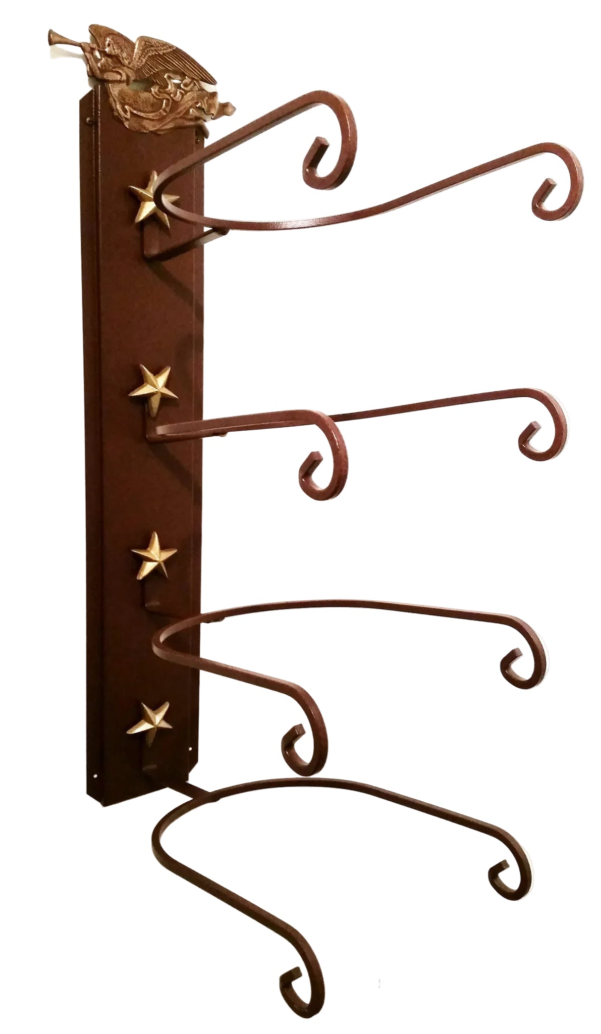 American Made Cowboy Hat Rack with Angel – 4 Hat Wall Mount, Steel Western Hat Holder, Mark Christopher Collection