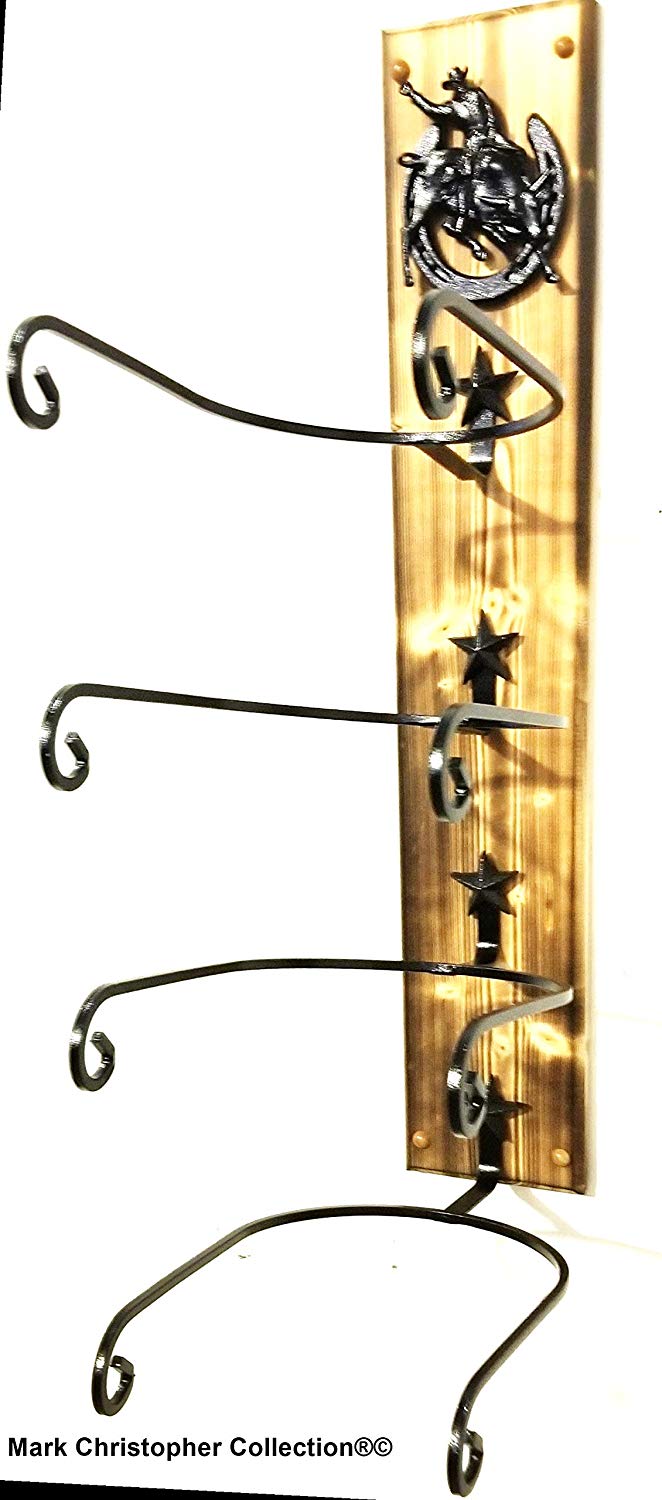 American Made Cowboy Hat Rack Charred 4 HS/Bull Rider