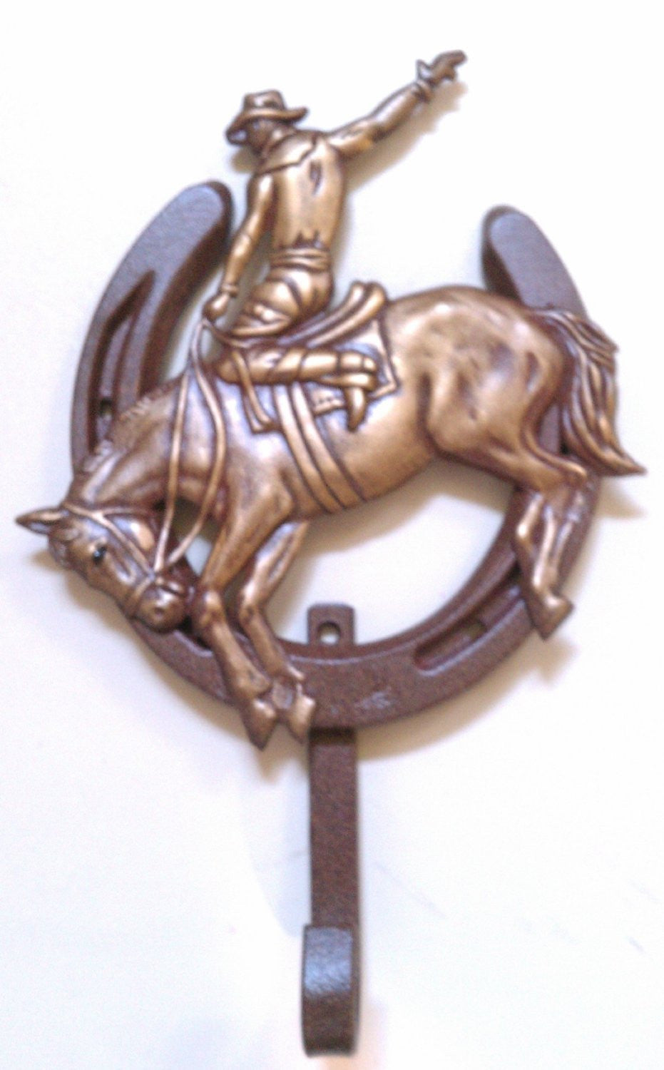 Lucky Lady Horseshoe Hook with Buckin Bronc