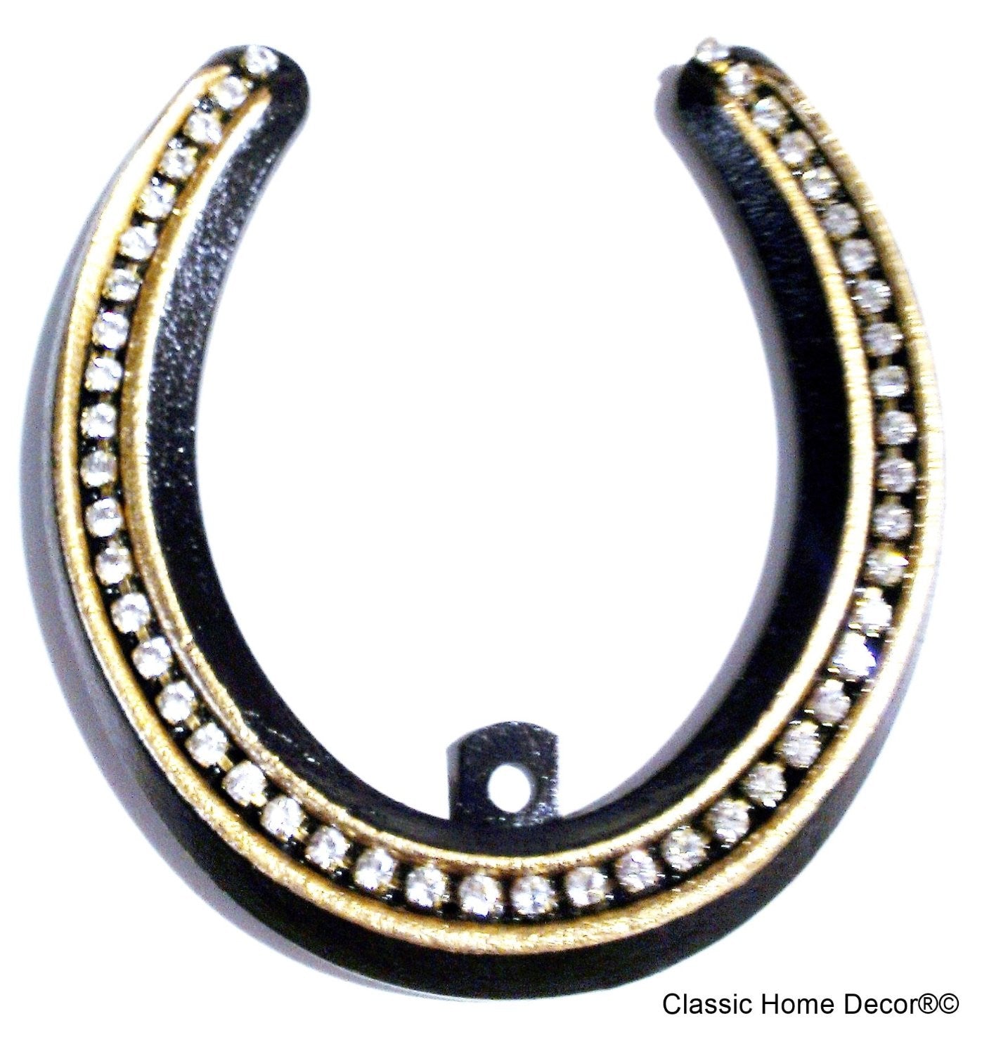 Lucky Lady Horseshoe with Rhinestones  Black