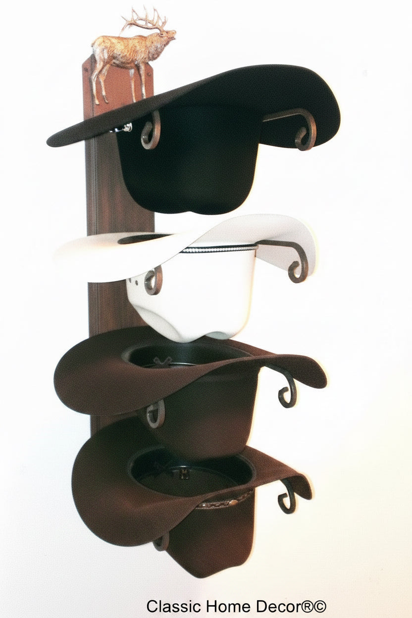 American Made Cowboy Hat Rack Elk Rust 4Elk