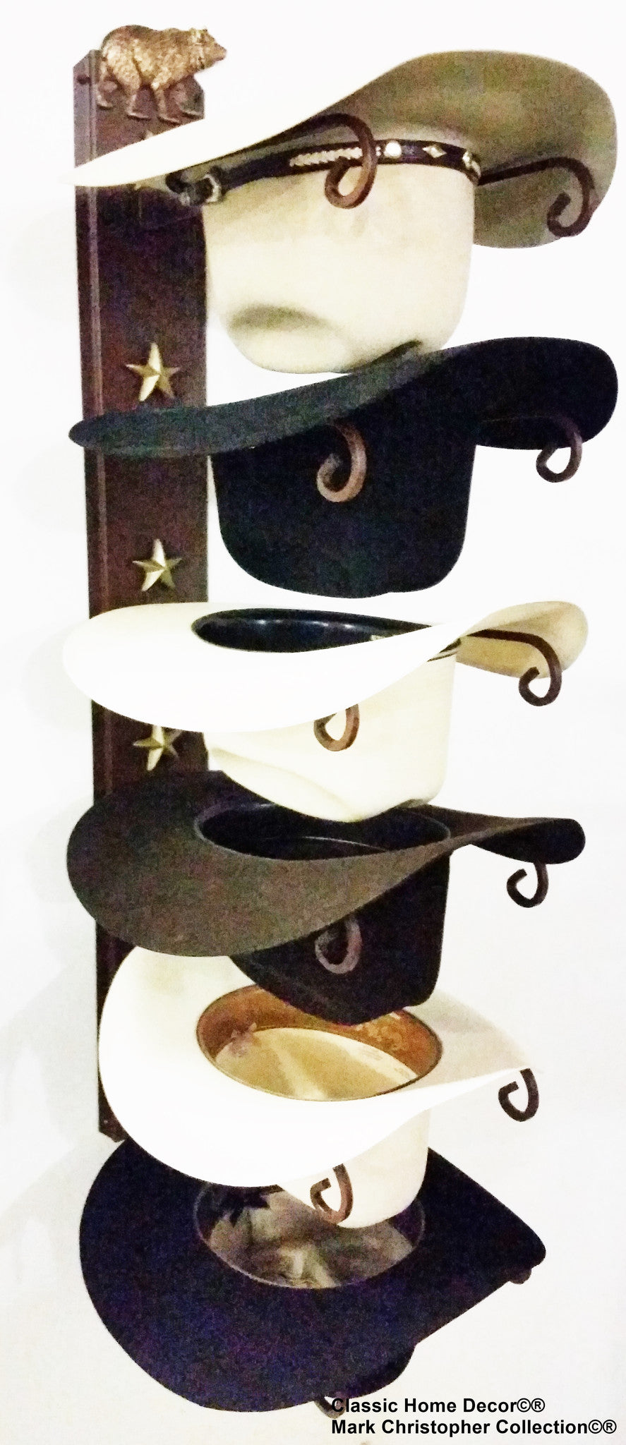 American Made Cowboy Hat Holder STAR 886 Bear CT 6 Tier Hat Rack