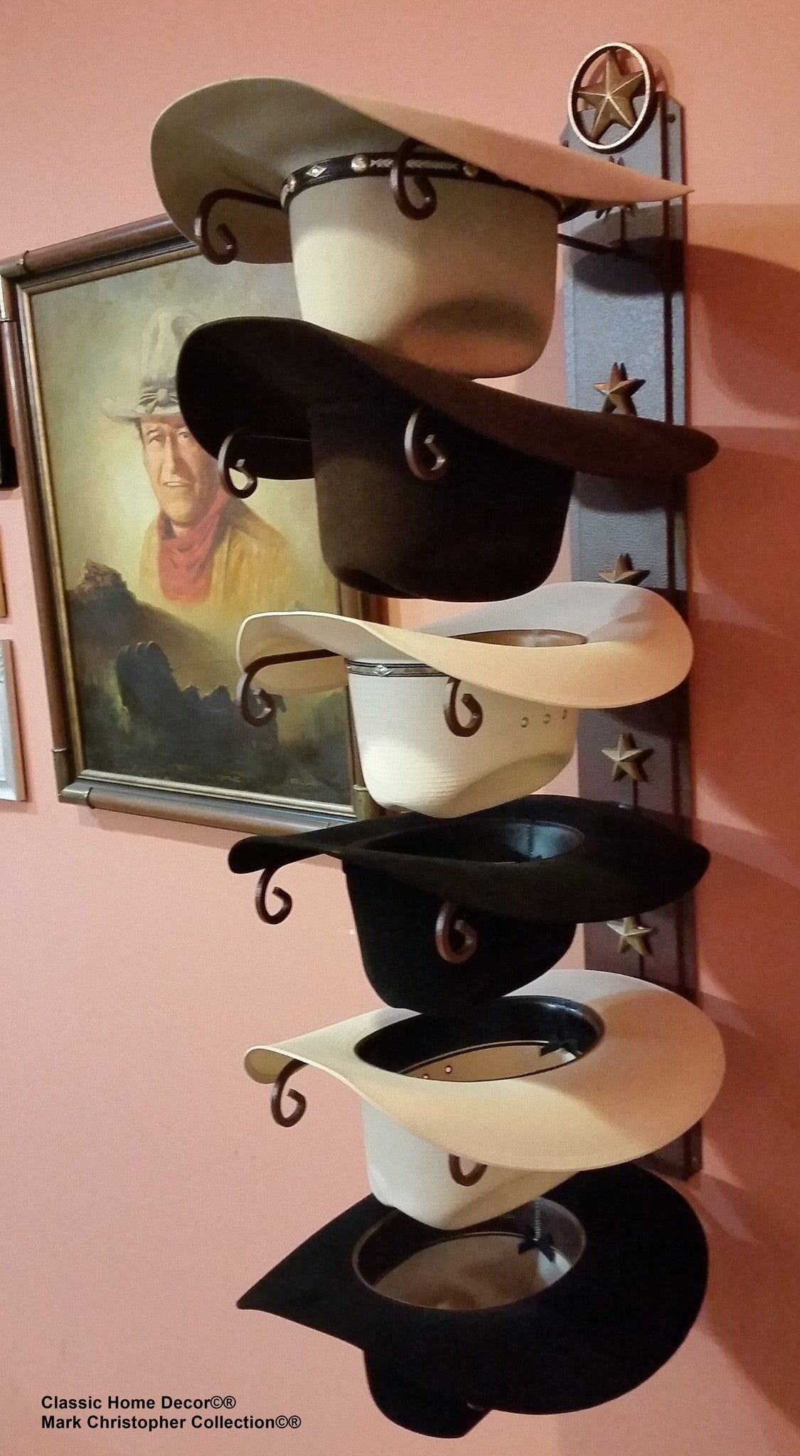 American Made Cowboy Hat Holder STAR 886 Cast Iron Lone Star CT6 Tier Hat Rack