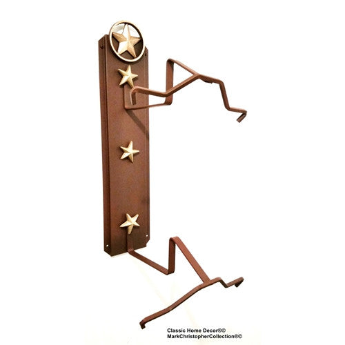 American Made Cowboy Hat Holder Double with Stars 892 Lone Star RUST FB