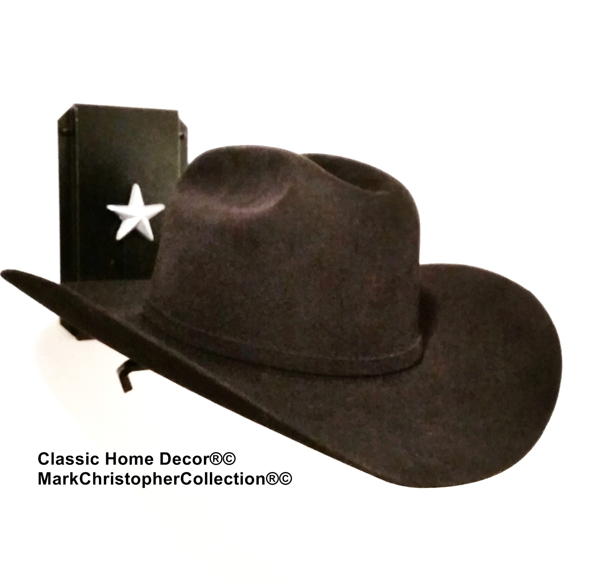 American Made Cowboy Hat Holder Single with Stars 891 BLK/SLV