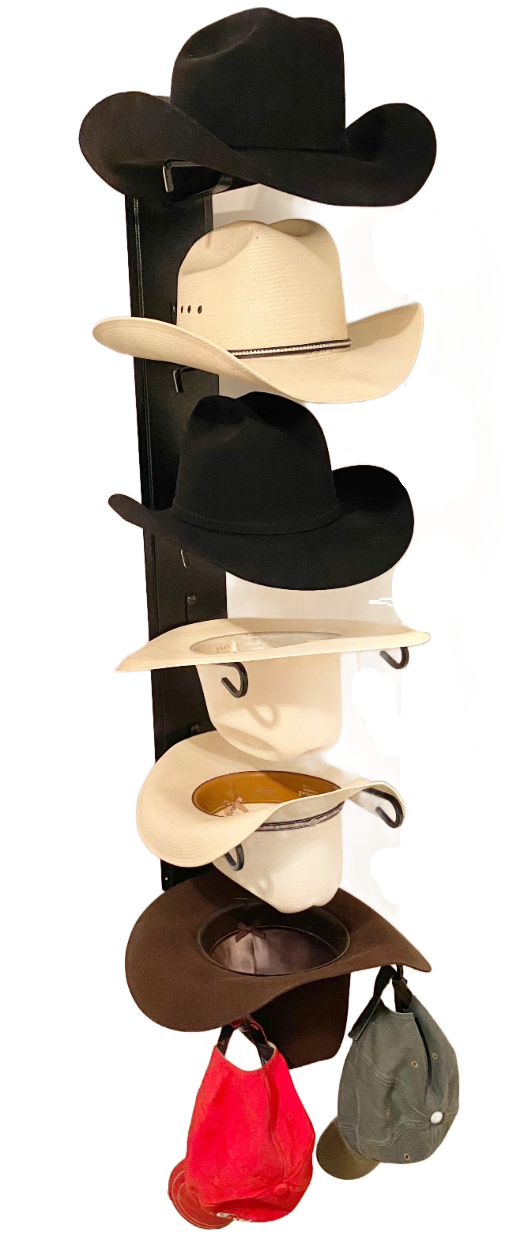 6-Piece Cowboy Hat Holder Rack Display Stand Wall Mount Storage Organizer  Brown