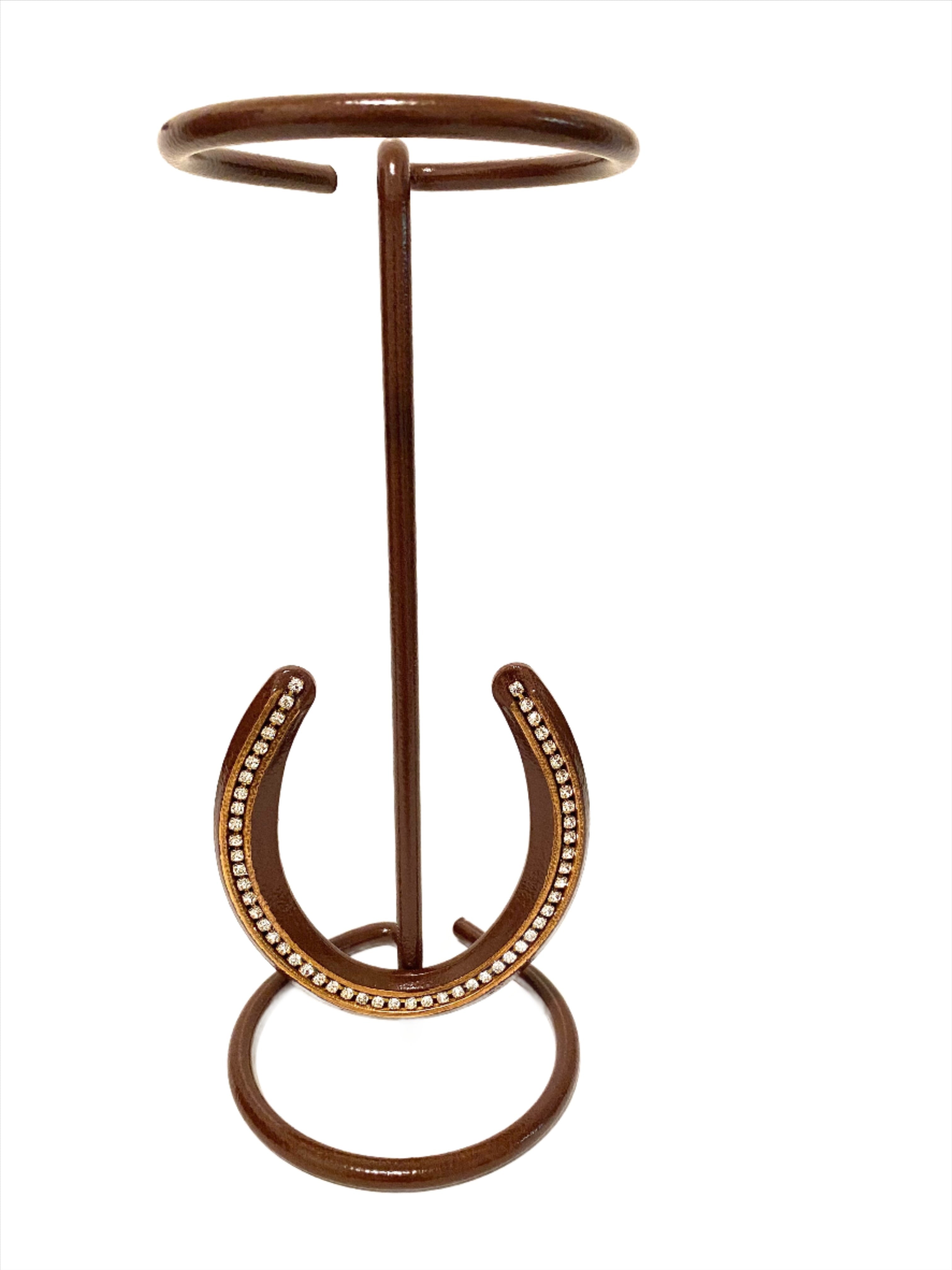 American Made Cowboy Hat Stand with Genuine Rhinestone HorseShoe CT