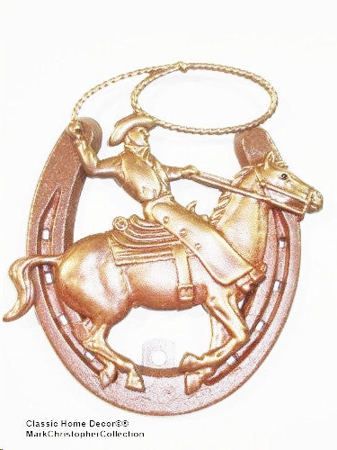 Lucky Lady Horseshoe with Cowboy Roper