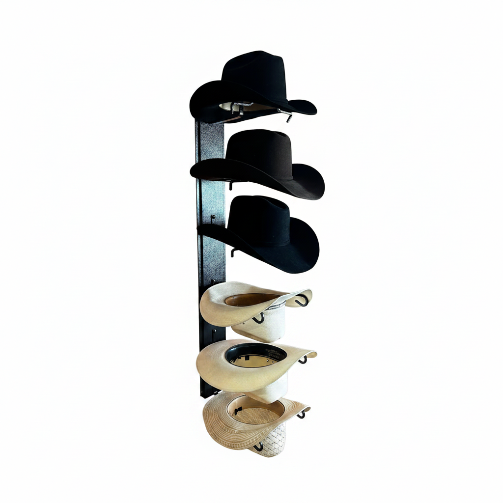 American Made Crown Up / Crown Down 6 Hat Cowboy Hat Rack – Black | Mark Christopher Collection