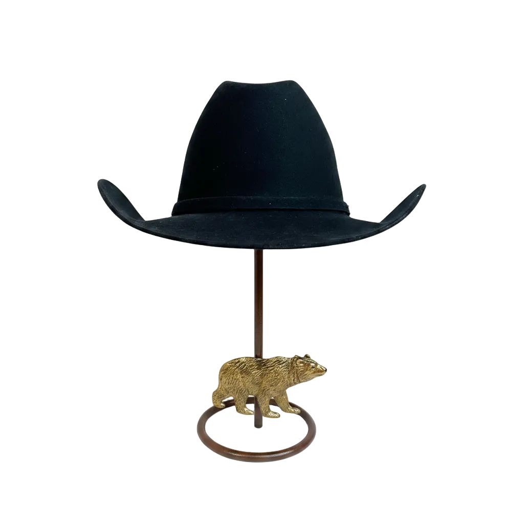American Made Cowboy Hat Stand with Bear – Rustic Hat Display | Mark Christopher Collection