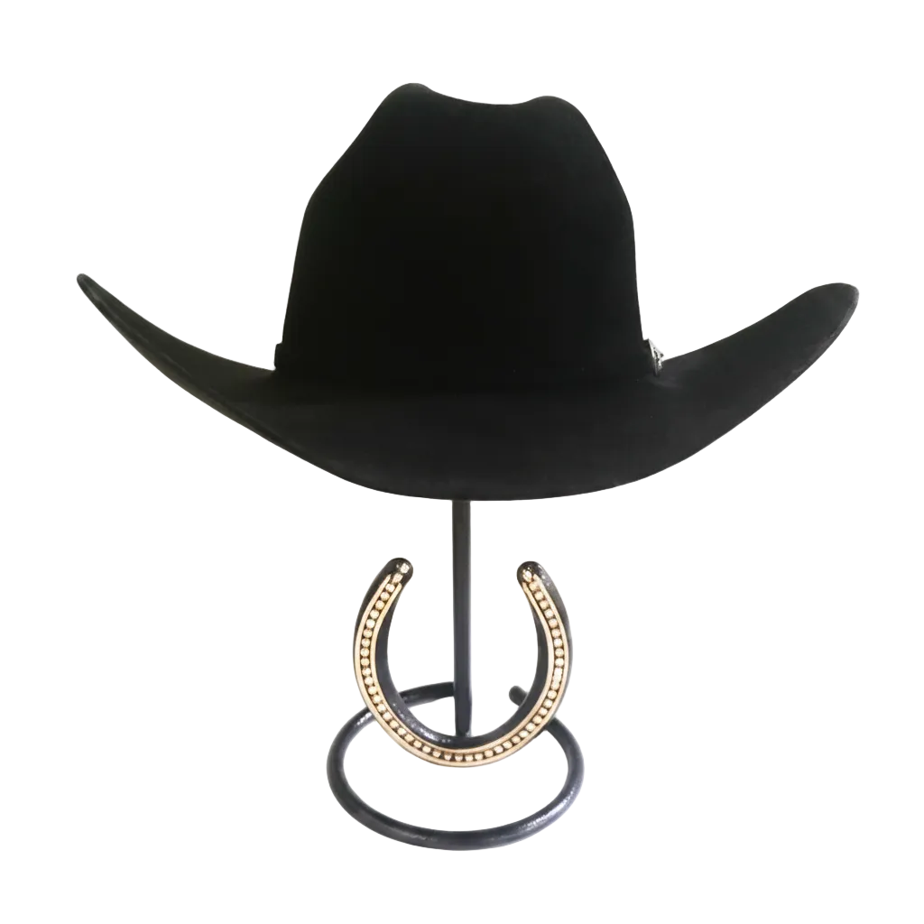 American Made Cowboy Hat Stand with Genuine Rhinestone Horseshoe – Black-| Mark Christopher Collection