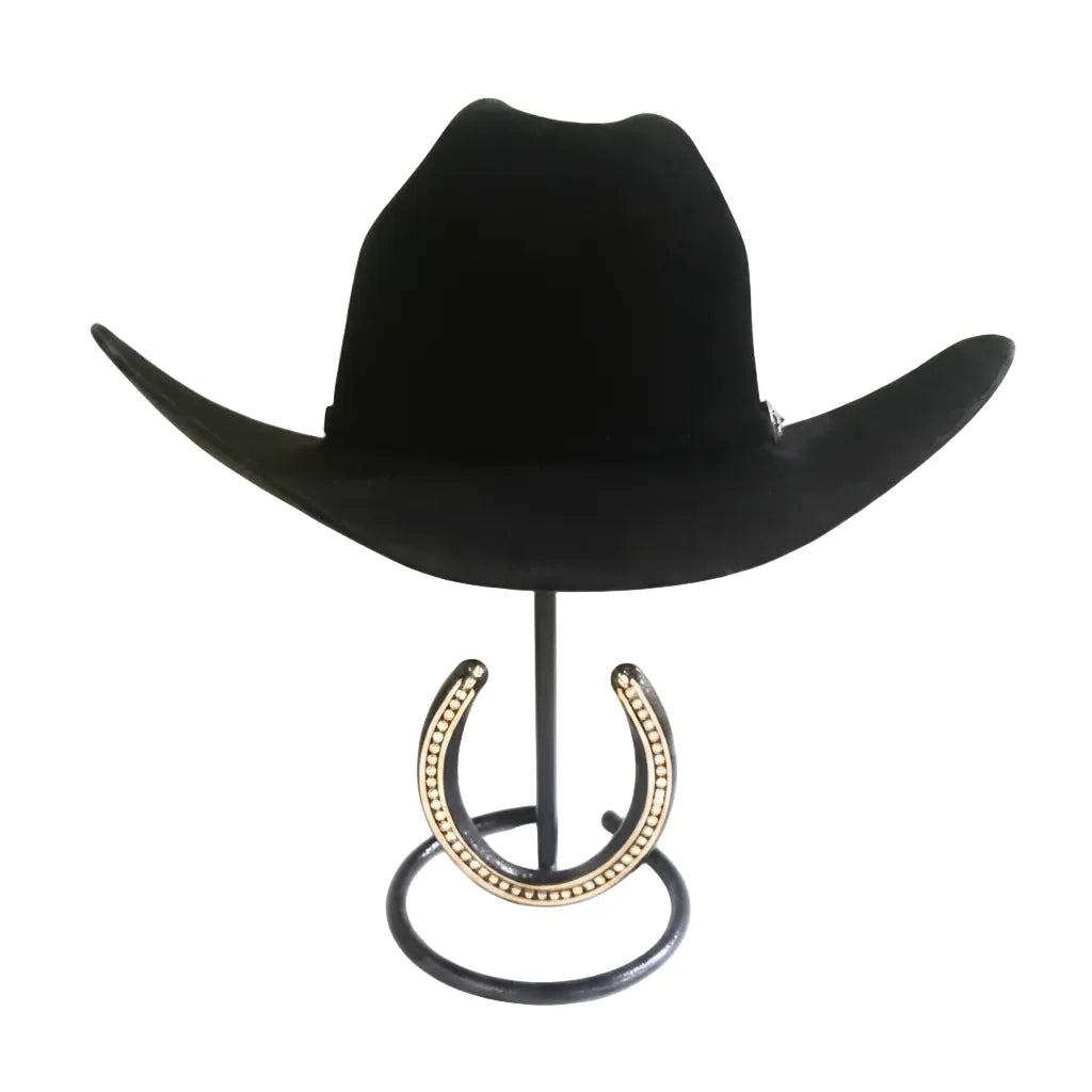 American Made Cowboy Hat Stand with Genuine Rhinestone Horseshoe – Black-| Mark Christopher Collection