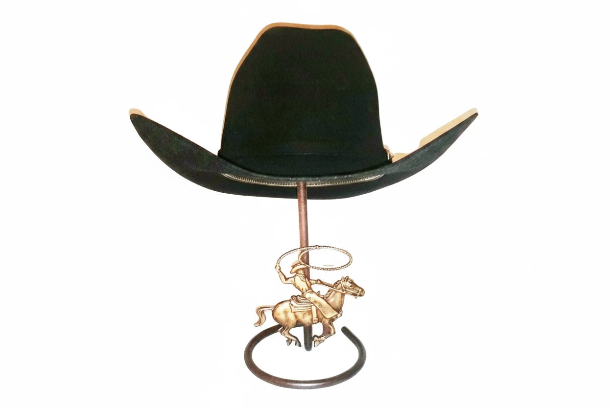 American Made Cowboy Hat Stand with Roper – Rust | Mark Christopher Collection