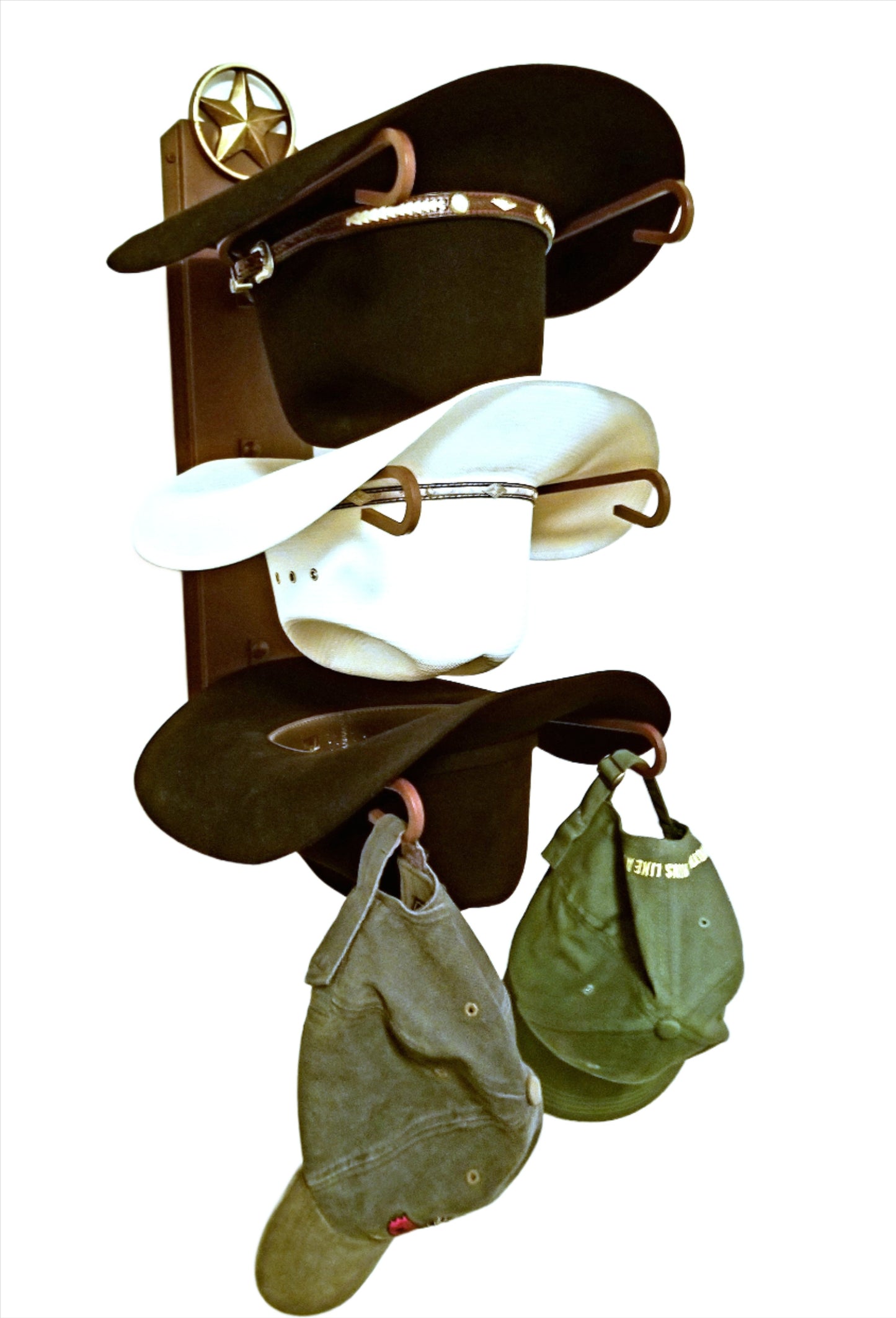 American Made 3 Hat Cowboy Hat Rack with Lone Star – Wall Mounted Rust | Mark Christopher Collection