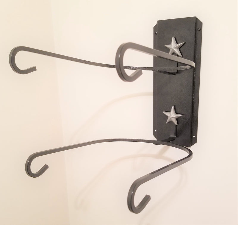 American Made Cowboy Hat Holder Double with Stars BLK/SLV