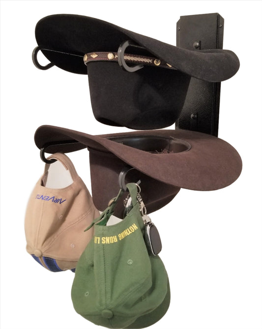 American Made 2 Hat Cowboy Hat Rack – Wall Mounted Black | Mark Christopher Collection