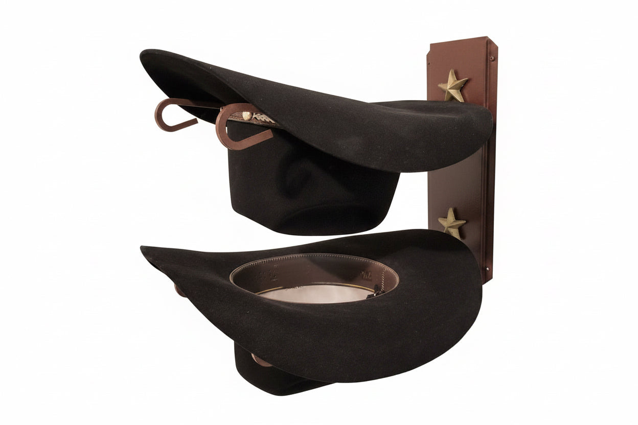 American Made 2 Hat Rack with Stars – Wall Mounted Cowboy Hat Holder | Mark Christopher Collection