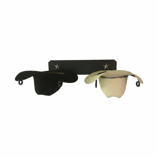 American Made Over the Door 2 Hat Cowboy Hat Rack – Black with Stars | Mark Christopher Collection