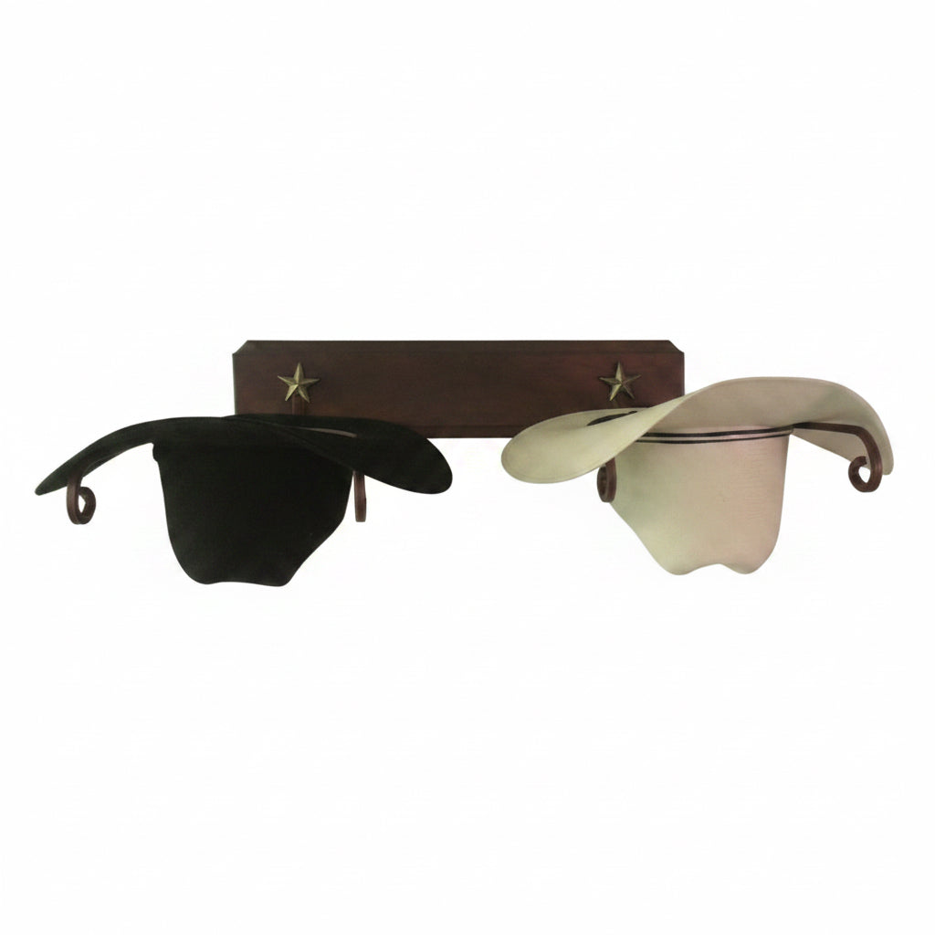 American Made Over the Door 2 Hat Cowboy Hat Rack – Rust with Stars | Mark Christopher Collection