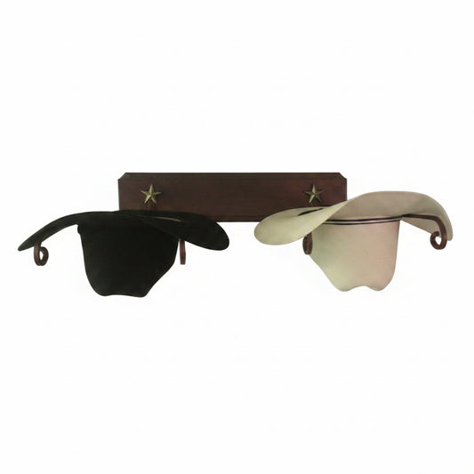 American Made Over the Door 2 Hat Cowboy Hat Rack – Rust with Stars | Mark Christopher Collection