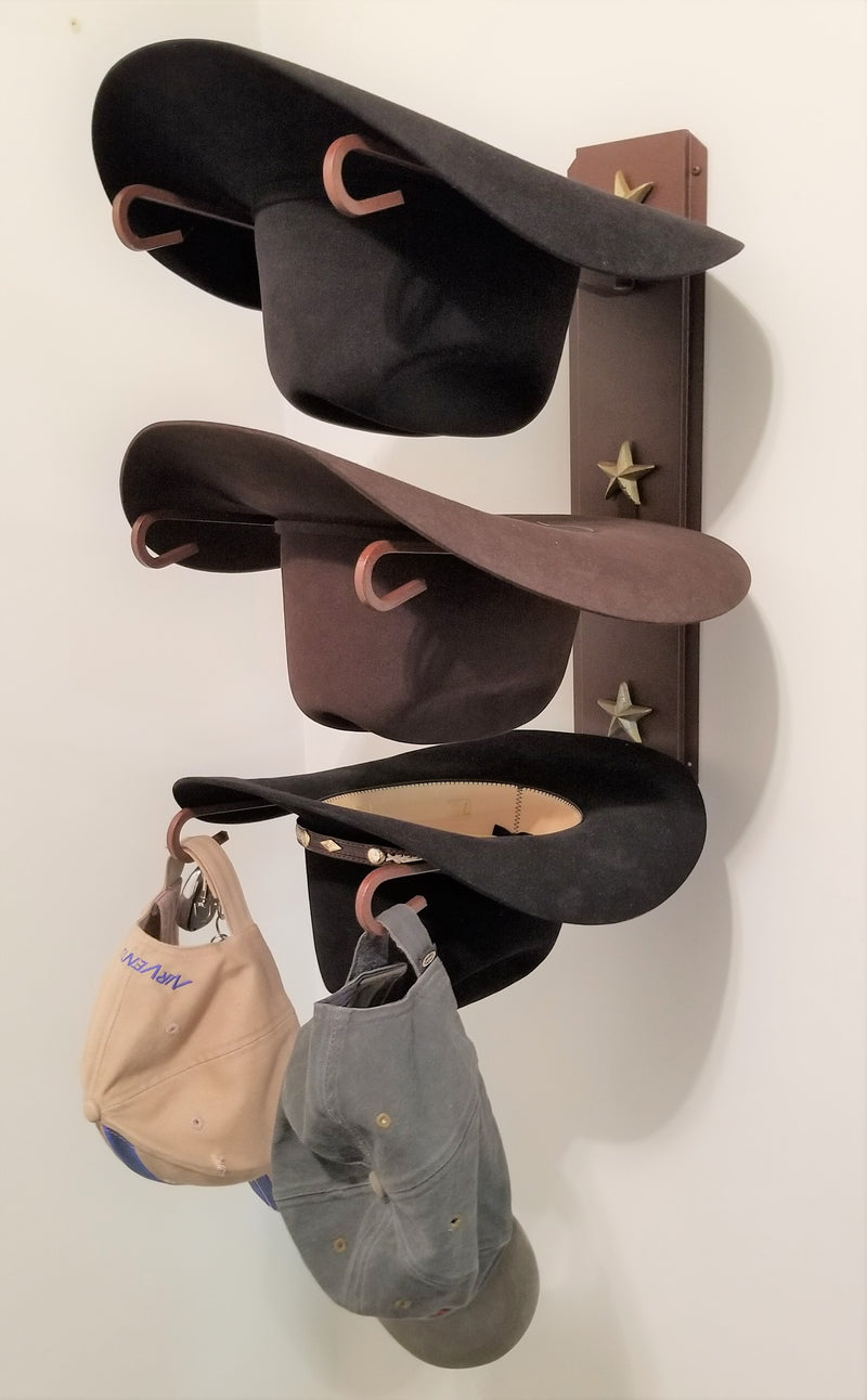 American Made Cowboy Hat Holder Star Holds Three Hats