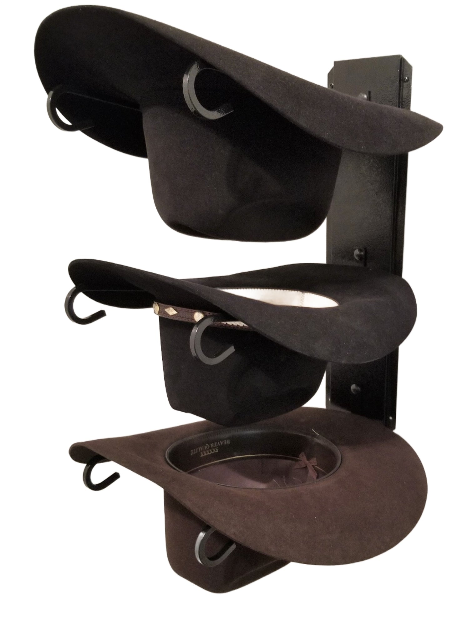 American Made 3 Hat Cowboy Hat Rack – Wall Mounted Black | Mark Christopher Collection