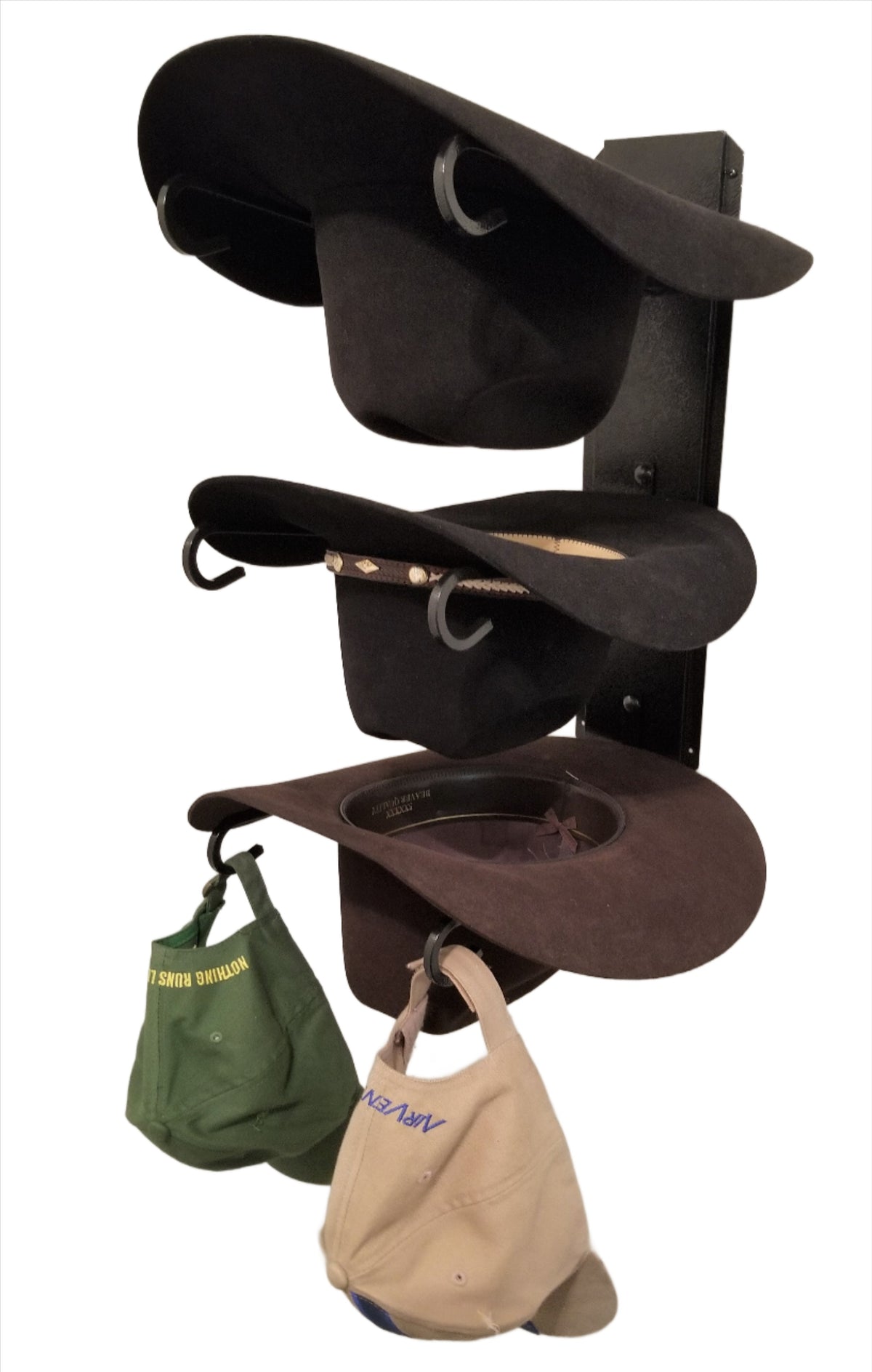 Joe Hat Rack American Made 3 Hat Cowboy Hat Rack – Wall Mounted Black – Mark ...