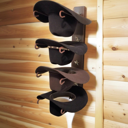 4 Hat Rack with Stars – American Made Steel | Mark Christopher Collection