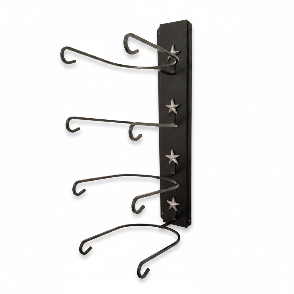 American Made 4 Hat Cowboy Hat Rack – Black with Silver Stars | Mark Christopher Collection