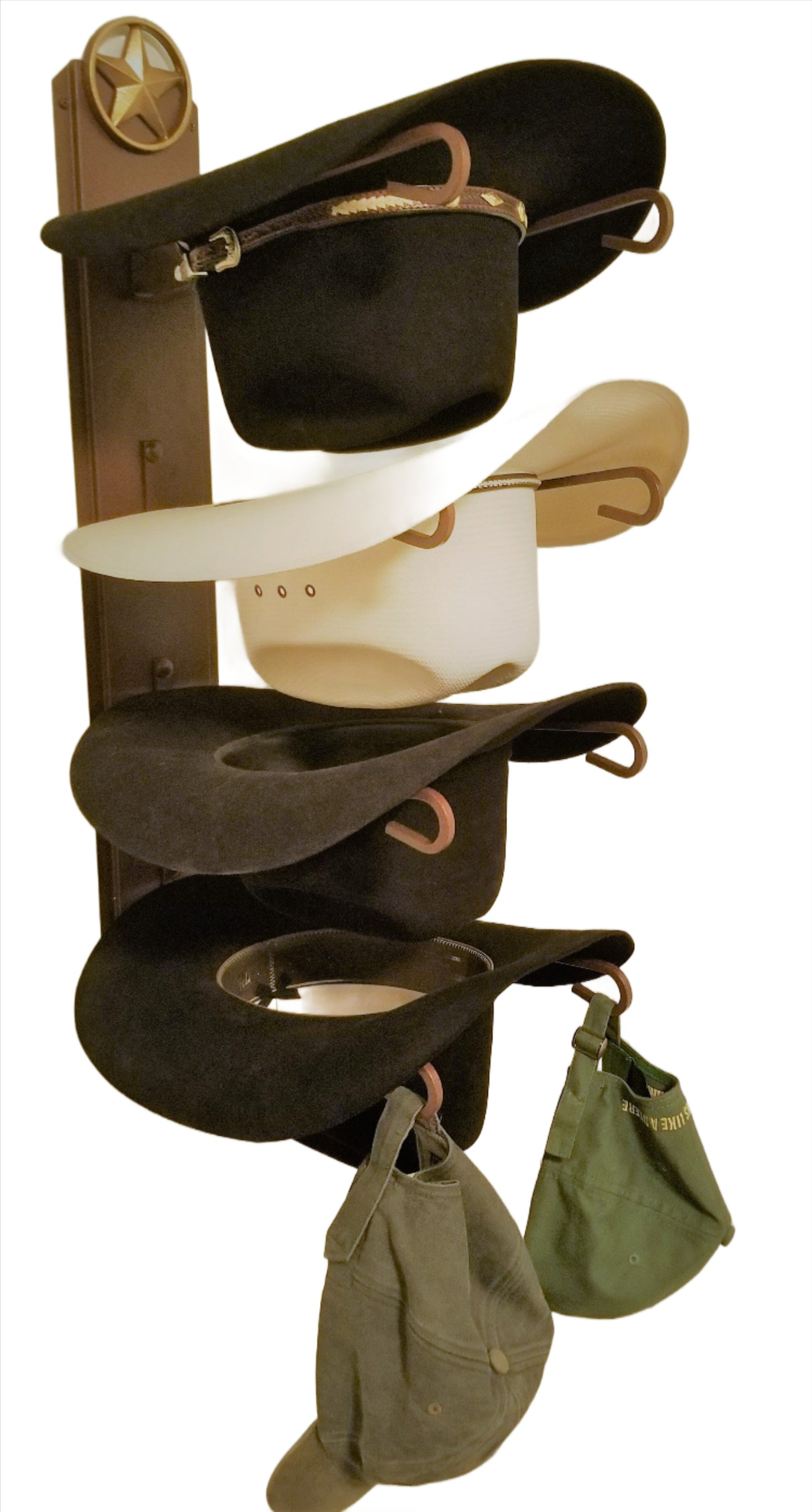 American Made 4 Hat Cowboy Hat Rack with Lone Star – Wall Mounted Rust | Mark Christopher Collection