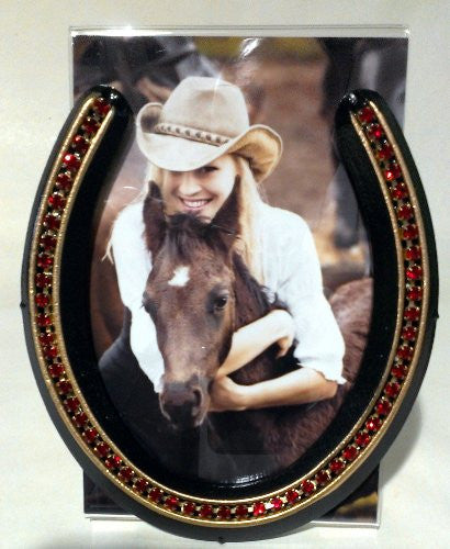 Genuine Lucky Rhinestone Embellished Horseshoe 466REDBL/BLK