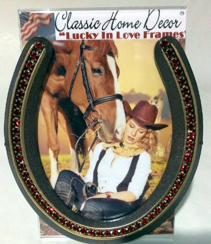 Genuine Lucky Rhinestone Embellished Horseshoe 466REDBL/CT