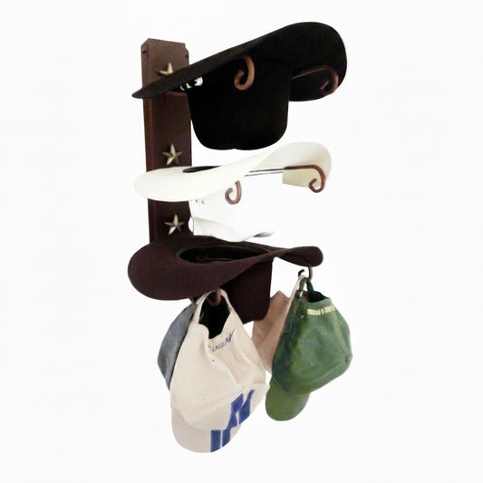 American Made 3 Hat Cowboy Hat Rack - Steel Holder with Stars - Western Decor