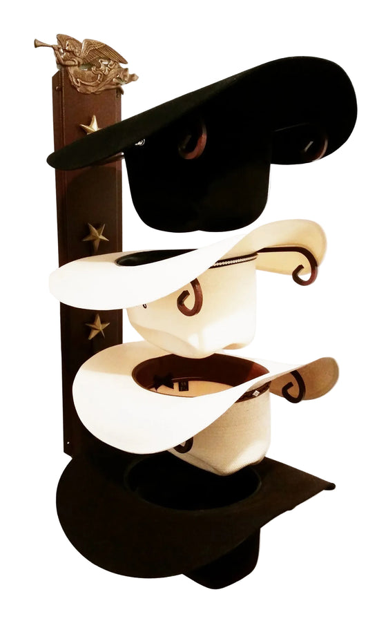 American Made Cowboy Hat Rack with Angel – 4 Hat Wall Mount, Steel Western Hat Holder, Mark Christopher Collection