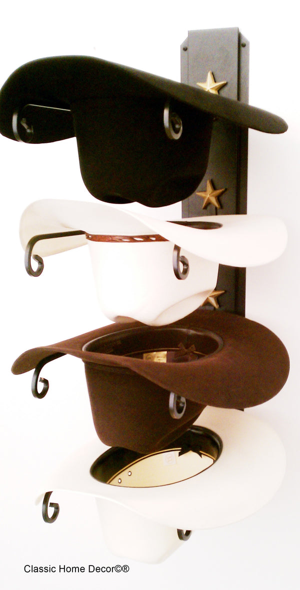 American Made Cowboy Hat Holder  Black With Gold Stars 664 B/G USA