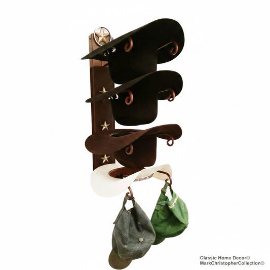 4 Hat Rack with Lone Star & Stars – American Made Steel | Mark Christopher Collection