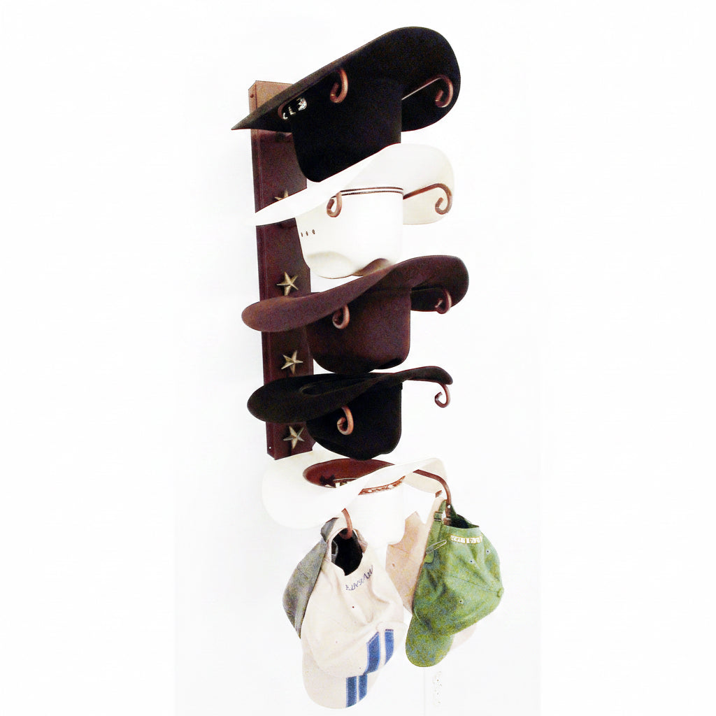 American Made 5 Hat Cowboy Hat Rack – Rust with Gold Stars | Mark Christopher Collection
