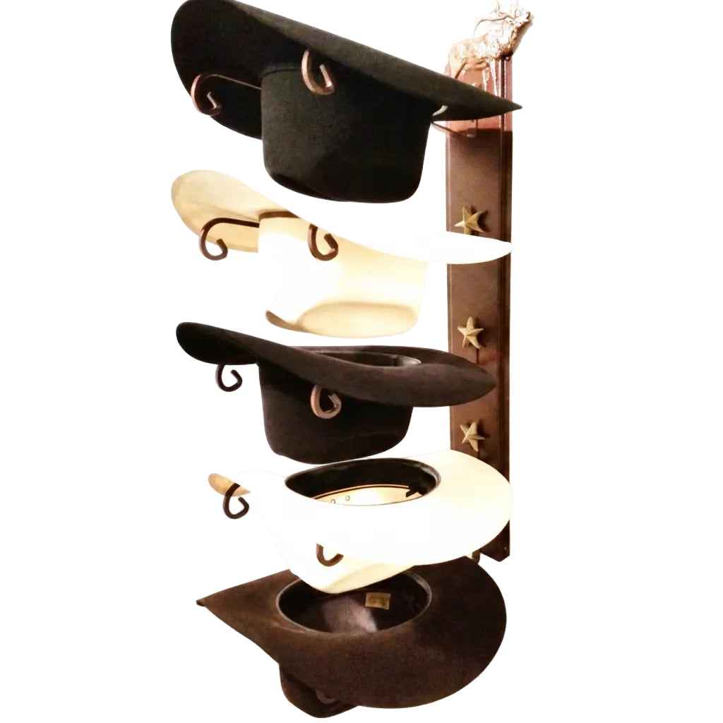 American Made Cowboy Hat Holder Elk with Gold Stars 5 Hat
