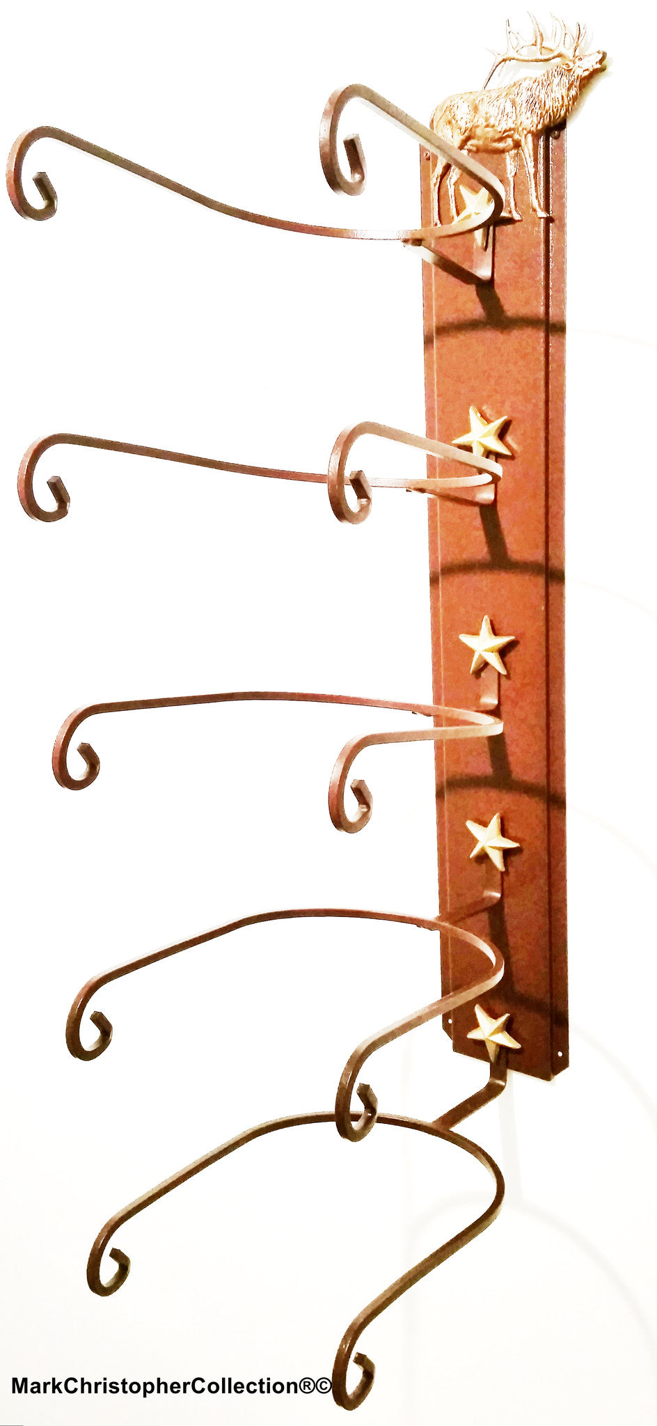 American Made Cowboy Hat Holder Elk with Gold Stars 5 Hat