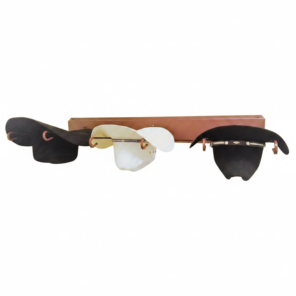 American Made Horizontal 3 Hat Cowboy Hat Rack – Wall Mounted Rust | Mark Christopher Collection
