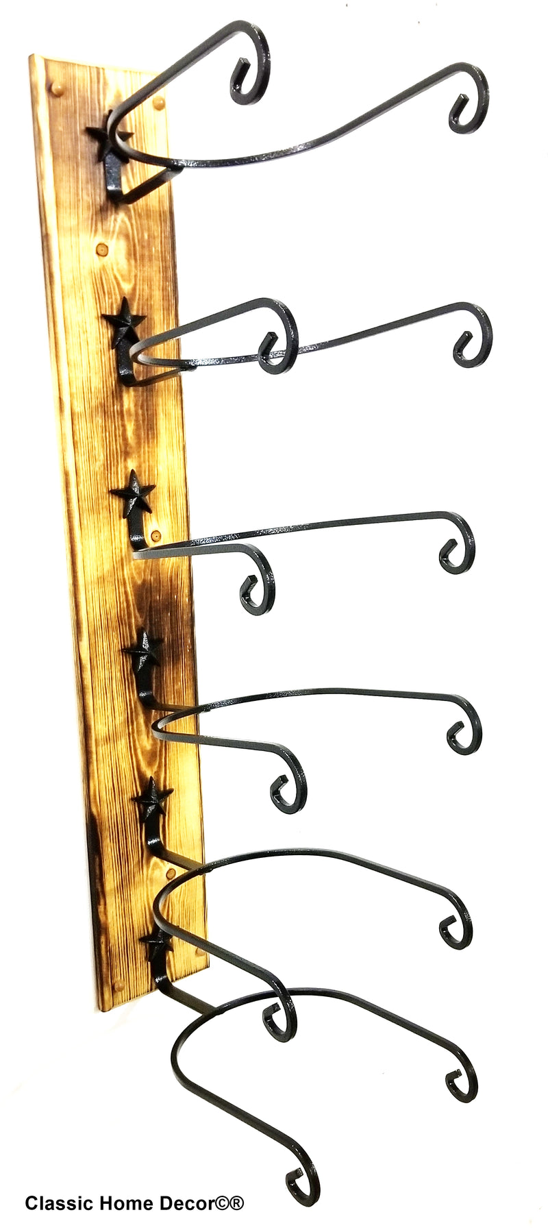 American Made Cowboy Hat Racks with STARS Charred 6 Tier