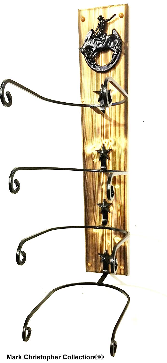 Cowboy Hat Rack American Made Charred 4 HS/Bronc