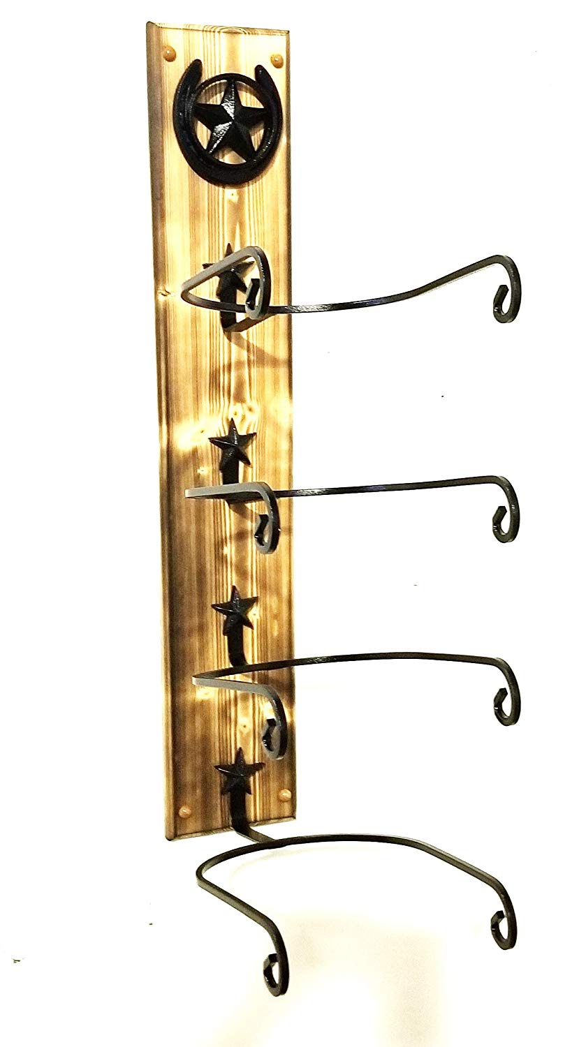 Cowboy Hat Rack American Made Charred 4 HS/Lone Star