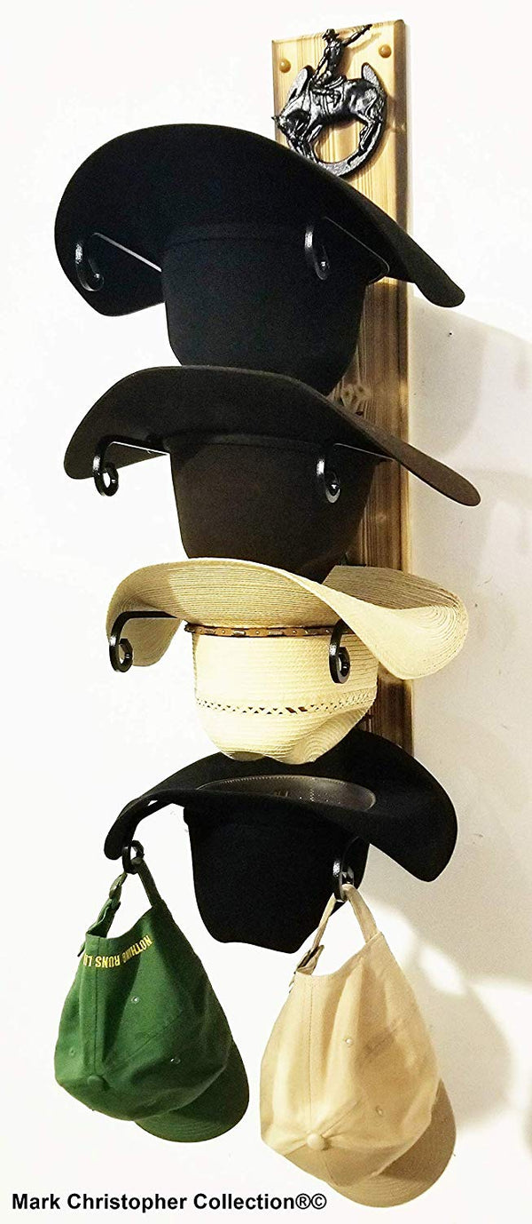 Cowboy Hat Rack American Made Charred 4 HS/Bronc