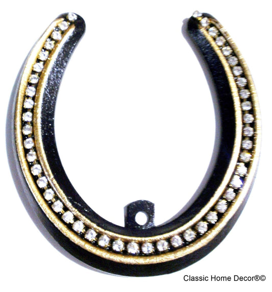 Lucky Lady Horseshoe with Rhinestones  Black